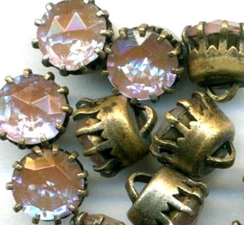 ONE Antique Vintage Faceted Glass SAPHIRET Jewel Button 5/16" Dimi Cover