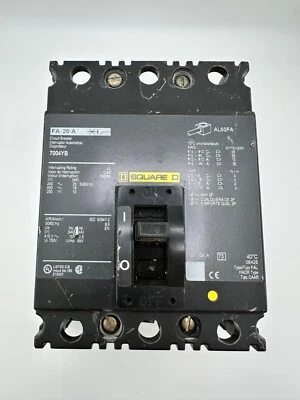 SQUARE D 20A Circuit Breaker Interruptor 7004YB FAL34020 used - Image 1 of 4
