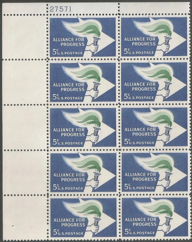 Plate Block of 10 - Scott 1234 - 5 cent - Alliance For Progress - 1963 - MNH - Image 1 of 1