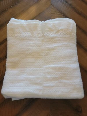 Vintage Acrylic Woven Weave White Baby Blanket Satin Binding 35"x48"  - Image 1 of 4