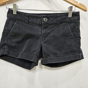 American Eagle Shorts Womens 00 Black Casual Flat Front Stretch Low Rise 28 x 3