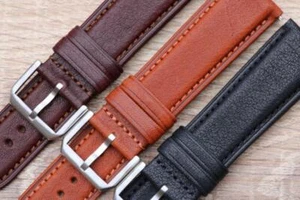 Watch Strap Genuine Calf Leather Quick Release Padded Semi-Remborded 18mm-24mm - Picture 1 of 4