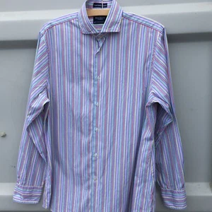 Camisa Hackett London Talla 16" Rayas Algodón Italiano - Imagen 1 de 8