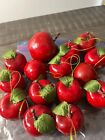 Lot Of 14 Plastic Vintage Christmas Red Apple Ornaments 1 free larger one