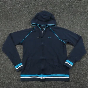 Nike Jacket Girls Large Navy Blue Full Zip Long Sleeve Hooded Running Youth - Picture 1 of 7