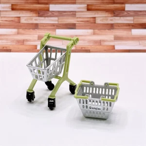 2PC 1:18 Scale Dollhouse Miniatures Accessories Shopping Cart Basket Plastic - Picture 1 of 12