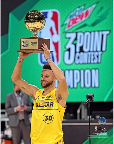 Stephen Curry Warriors UnSigned 2021 Three-Point Competition Champ Photo Cover