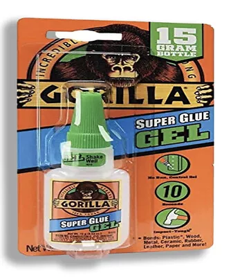 Gorilla Super Glue Gel, 15 Gram, Clear, (Pack Of 1) • 7.64$