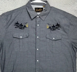 Howler Bros Shirt Mens XL Gaucho Grey Pearl Snap Button Up Embroidered Vented - Picture 1 of 12