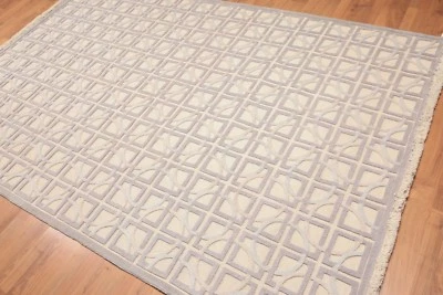 Alfombra de área 100 % lana anudada a mano 6' x 9' AOR8550 beige 6x9 Foto 1 de 4