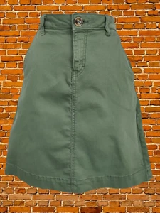CREW CLOTHING GREEN SKIRT SIZE UK 8 COTTON WOMENS DENIM STYLE LONG ZIP BUTTON - Picture 1 of 4