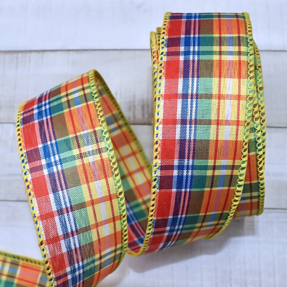 Cinta con cable a cuadros amarilla naranja roja verde azul blanco de 5 yardas - 1,5" de ancho Foto 1 de 1