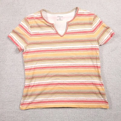 Croft & Barrow Shirt Women's PM Peite Stiped Short Sleeve V Neck Stretch - Image 1 of 4