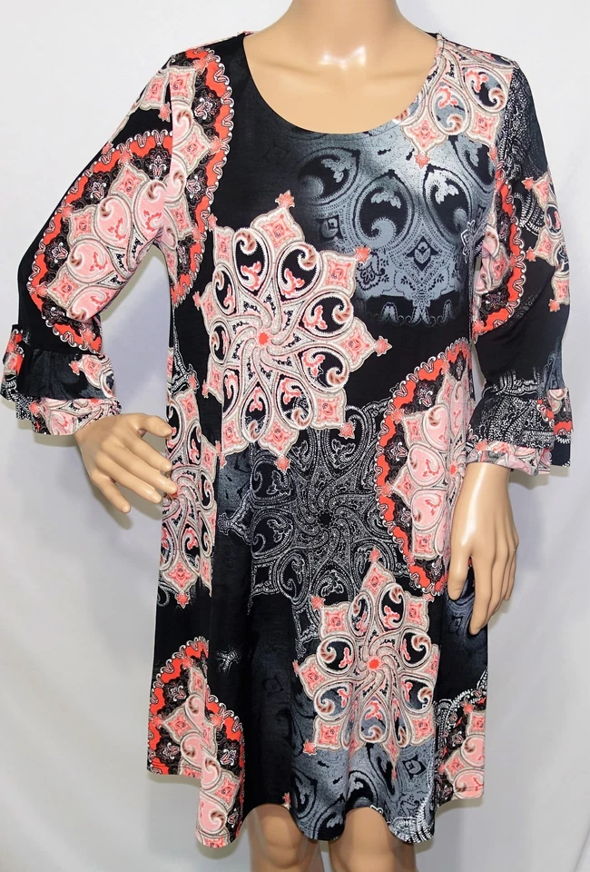 2b Together Women Plus Size 3x Turquoise Coral Floral Summer Casual Work Dress