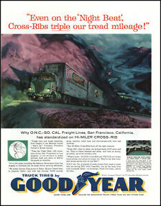 1959 ONC-SO. CALIFORNIA Truck Freight Lines Goodyear Tires  art print ad adL3