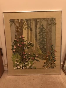 Paragon 1977 ‘After the storm’ Crewel stump Embroidery Forest Scene framed - Picture 1 of 1