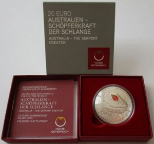 Austria 20 Euro 2021 Occhi dei Continenti Australia Serpente 2/3 Oz Argento - Foto 1 di 3