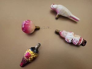 3 Christmas Milk Glass Lights Antique Figural Painted Light Bulbs SANTA + 1 Newe - Picture 1 of 8