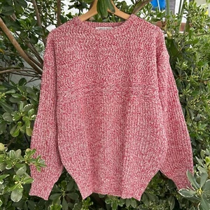 Vintage 90s Current Editions Marled Knit Sweater Red White L 22x27 - Picture 1 of 3