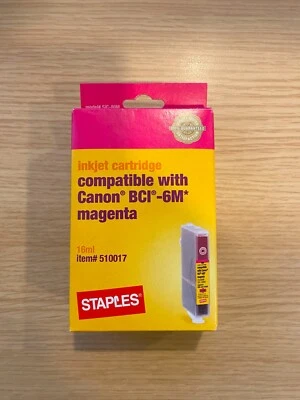 STAPLES INKJET CARTRIDGES COMPATIBLE WITH CANON BCI -6M MAGENTA - Image 1 of 4
