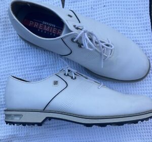 Footjoy Dryjoys Premiere Flint Mens 11 Wide White Navy Spikeless Golf Shoes Mint