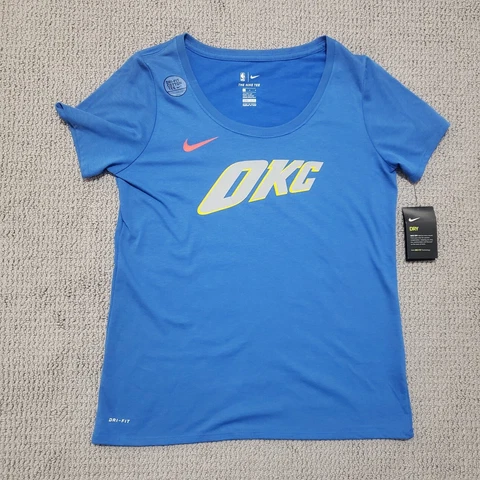 OKC Thunder Shirt Women's L The Nike Tee New Scoop Neck Blue Dri-Fit S/S Cover