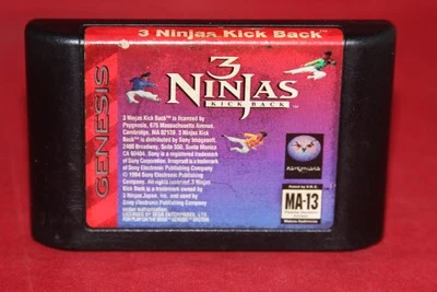 3 Ninjas Kick Back (Sega Genesis, 1994) Authentic Game Cartridge - Image 1 of 3
