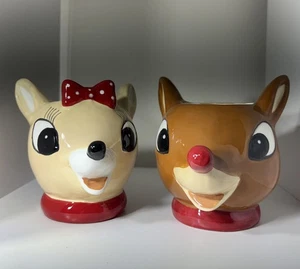 Set Rudolph Red Nose Reindeer & Clarice Christmas Ceramic 60th Anniversary Mug - Picture 1 of 6