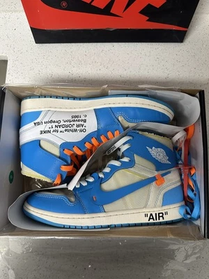Talla 10 Jordan 1 Retro OG x Off-White Alto UNC con Caja/Cordones/Etiqueta Colgante Poco Uso Foto 1 de 4