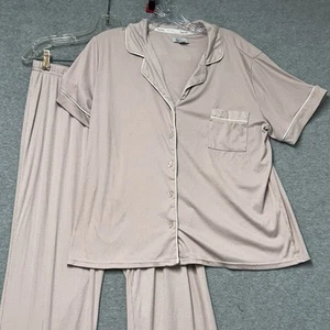 Nicole Miller New York Short Sleeve Pajama Lounge Set Sz L Pink Blush Soft - Picture 1 of 16