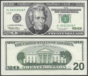 1996 US $20 Twenty Dollar Bill 'Monochrome' Note (San Francisco Fed Reserve) - Picture 1 of 6