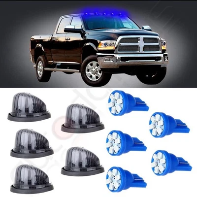 5pcs Cab Marker Round Light Smoke Lens+Base housing +T10 12V LED Bulb For Chevy - Image 1 of 4
