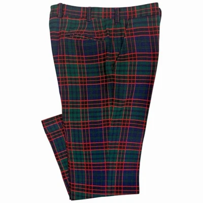 VTG Brooks Brothers Green/Red Tartan Plaid Wool Pants Mens Size 32x28 Cuffed - Image 1 of 4