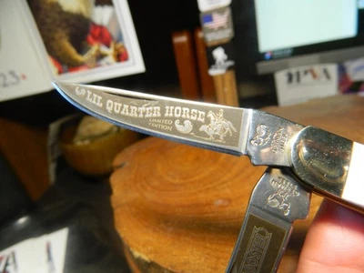 GALLINA Y GALLO 3 1/2" MANGO DE CIERVO VIENTRE DE CERDA *LIL CUARTO CABALLO* BLDES 440HC GRABADO Foto 1 de 4