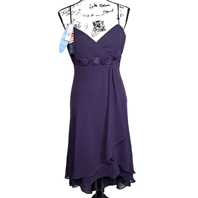 Alfred Angelo Babydoll High Low Faux Wrap Dress Size 10 Purple Fairy Whimsigoth - Image 1 of 4