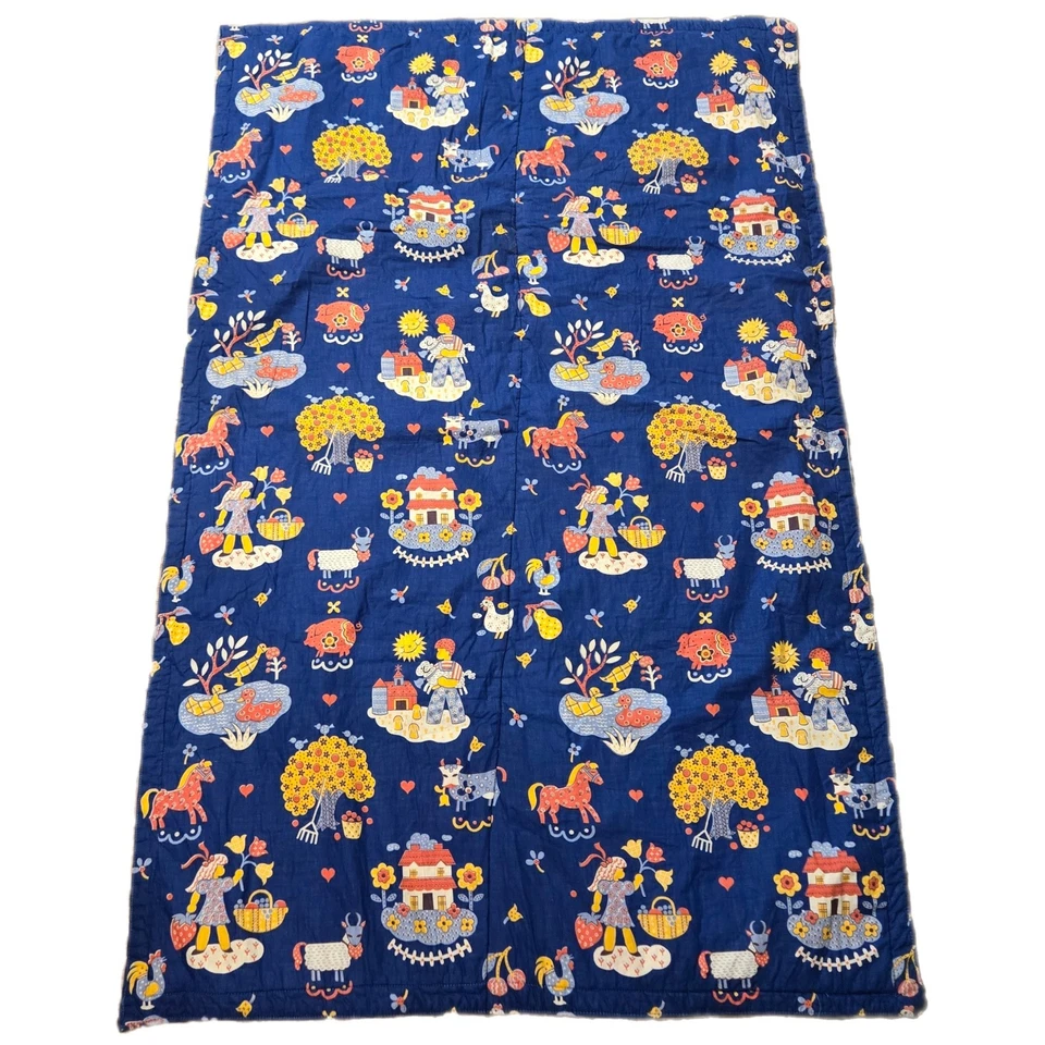 Lanz Of Salzburg Edredón Bebé Manta Niño Cuna Azul Granja Animales 32x50 Foto 1 de 4