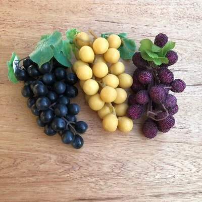 Vintage Lot 2 Clusters Rubber Grapes Plus One Cluster Hard Red Berries D2 - Image 1 of 4
