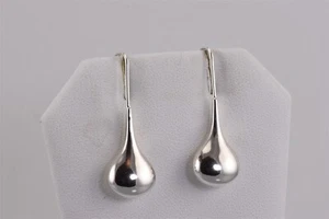 Pendientes Nataliya Collister Plata de Ley 36mm x 12mm Gancho Lágrima Hinchada 925 - Imagen 1 de 8
