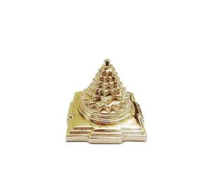 Meru Shree Yantra Pyramid In Hollow Brass Metal 3 Inches Energized - Picture 1 of 1