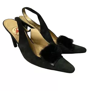 Renaud Pellegrino Tacones con Cordones - Zapatos de Cuero Gamuza Negros Talla UE 38.5 - Imagen 1 de 11