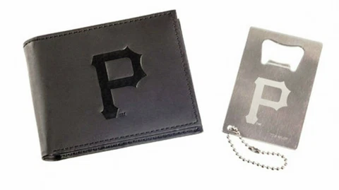 Pittsburgh Pirates Leather Wallet & Bottle Opener Keychain Gift Set Baseball Cover