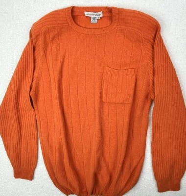 VTG Outlander Pullover Sweater Sz M Orange Crew Neck Lambs Wool Angora EUC - Image 1 of 4