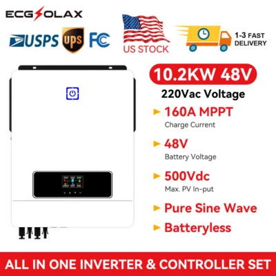 ECGSOLAX 10200W 48V Solar Hybrid Inverter Daul MPPT 160A Sine Wave Charge Controller 220V
