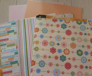 10 Boho floral Scrapbook Paper American Traditional & Doodlebug plus 8 cardstock - Picture 1 of 6