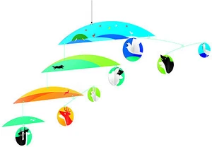 Djeco Fantasy Land Colorful Animals Modern Hanging Baby Mobile Nursery Decor - Picture 1 of 1