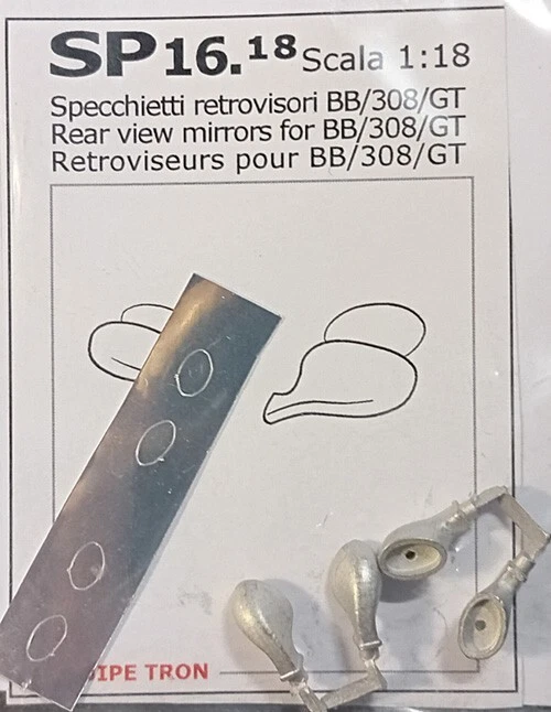 Accessori 1/18 RETROVISORI TIPO VITALONI (BB/308 ecc) con SPECCHIO  TRON SP16.18 - Immagine 1 di 1
