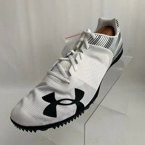 Under Armour Kick Distance Spike Track Logo White Lace Up Shoes Size 15 NEW  - Picture 1 of 12