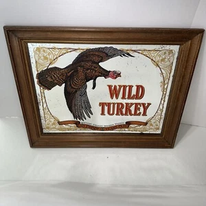 Vintage 1970's Large Wild Turkey 101 Proof 8 Years Bourbon Whiskey Bar Mirror - Picture 1 of 16