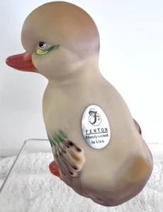 Fenton NFGS Duck Chocolate Satin Slag Glass 2007 Hand Painted by Andersen - Picture 1 of 7