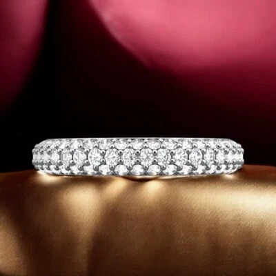 Women Diamond Engagement Band Lab Grown 1.00 Carat Round Cut 14k White Gold 7 6 - Image 1 of 4